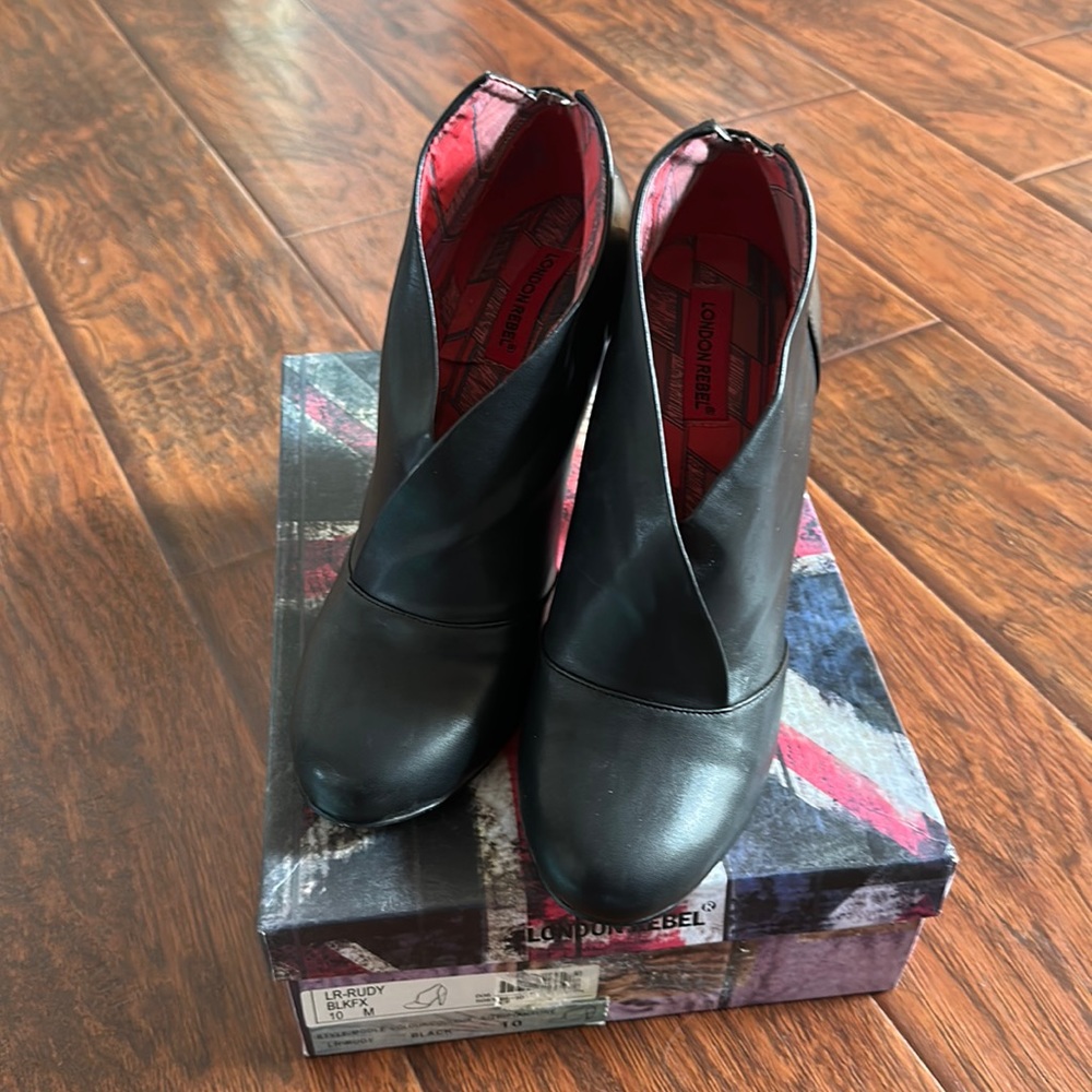 London Rebel black boot heels